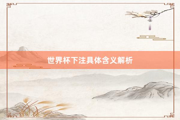 世界杯下注具体含义解析